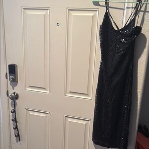 Boohoo Black Sequin Midi Dress